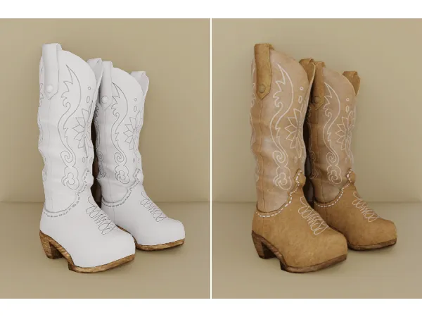 Alpha Spring Farm Long Cowboy Boots by Learxfl - The Sims 4 Custom Content