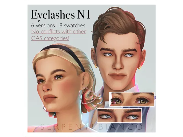 Maxis Match EYELASHES 1 by S E R P E N T E B I A N C O - The Sims 4 Custom Content