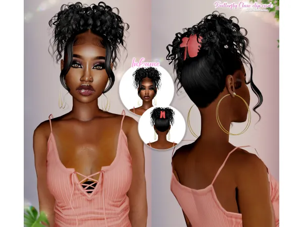 Alpha Butterfly Claw clip curls by XxBlacksims - The Sims 4 Custom Content