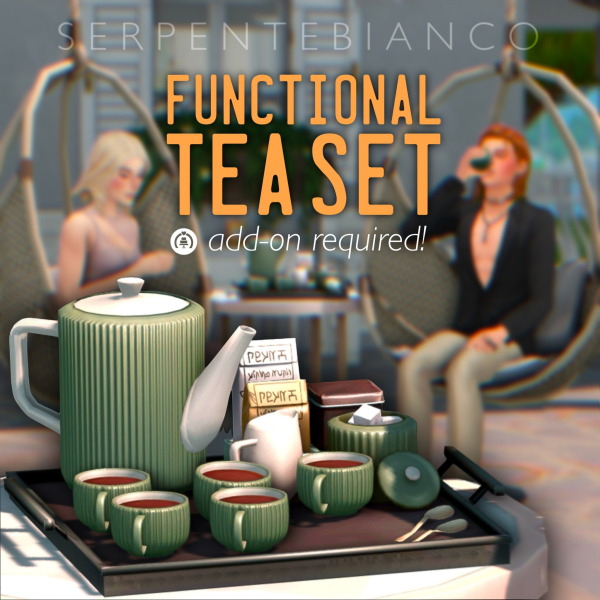 Maxis Match FUNCTIONAL TEA SET by simsfinds - The Sims 4 Custom Content