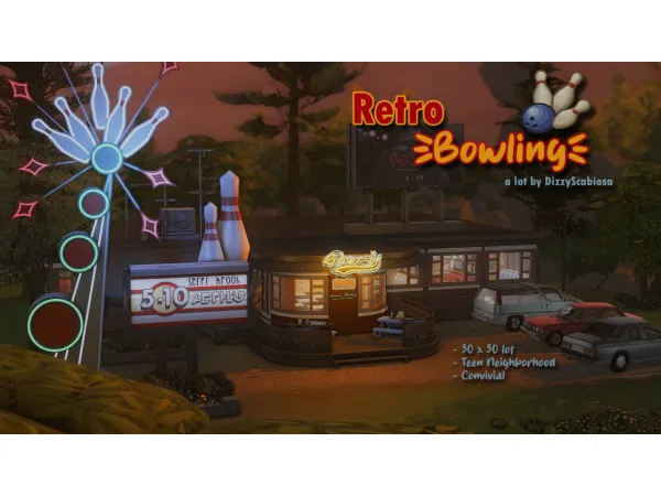 Maxis Match Retro Bowling a bowling bardiner by simsfinds - The Sims 4 Custom Content