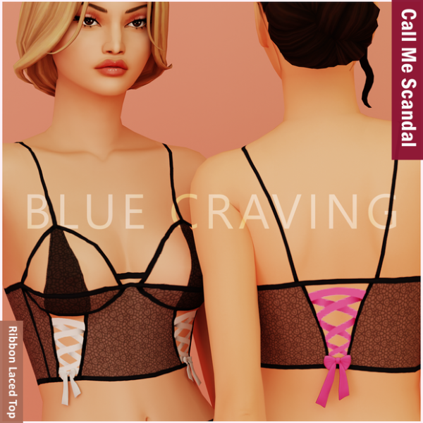 Mix Blue Craving Ribbon Laced Top by bluecraving - The Sims 4 Custom Content