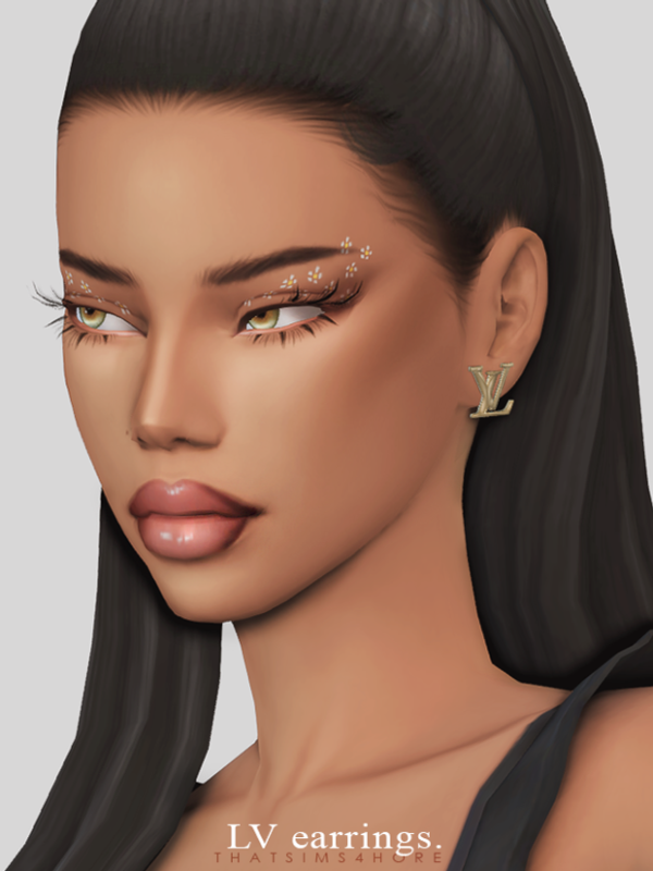 Maxis Match LV style earrings by simsfinds - The Sims 4 Custom Content