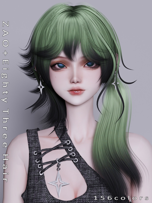 Alpha [ZAO] Eighty Three Hair by simsfinds - The Sims 4 Custom Content