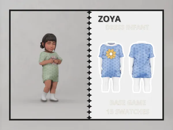 Alpha Zoya Dress Infant by clarity-sims - The Sims 4 Custom Content