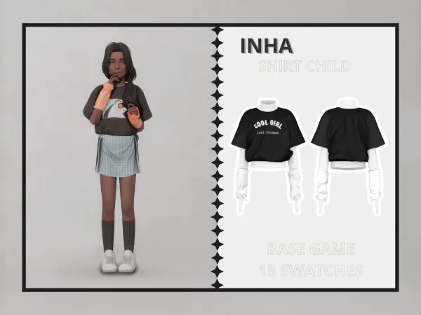 Alpha Inha Shirt Child - The Sims 4 Custom Content