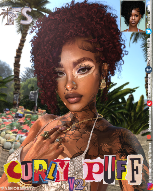 Alpha [EARLY ACCESS] Curly Puff V2 by simsfinds - The Sims 4 Custom Content