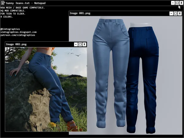 Alpha Sunny Jeans by simtographies - The Sims 4 Custom Content