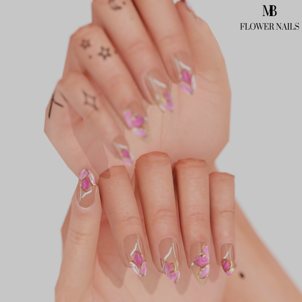 Alpha FLOWER NAILS by simsfinds - The Sims 4 Custom Content