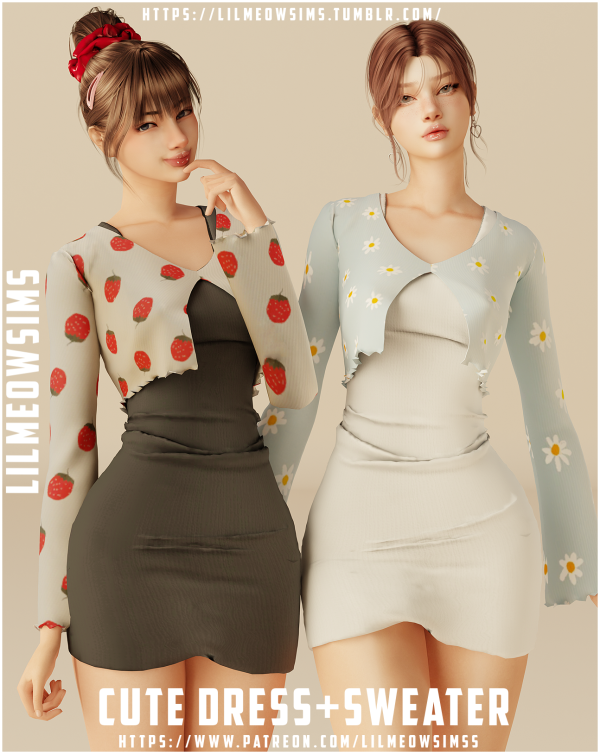 Mix Cute Dress Sweater by liilmeowsims - The Sims 4 Custom Content