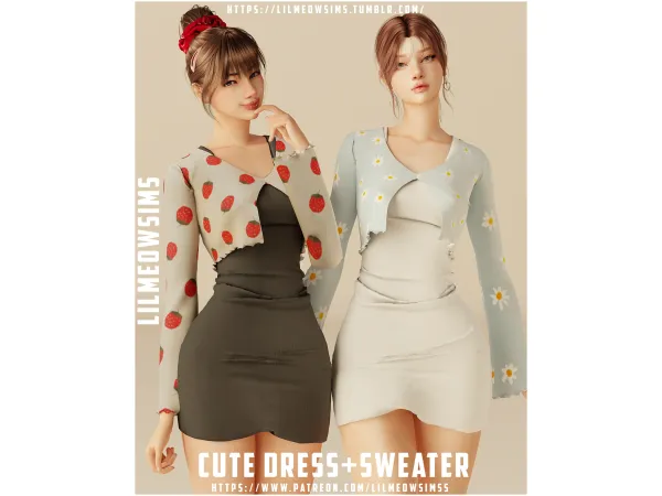 Mix Cute Dress Sweater by lilmeowsims - The Sims 4 Custom Content