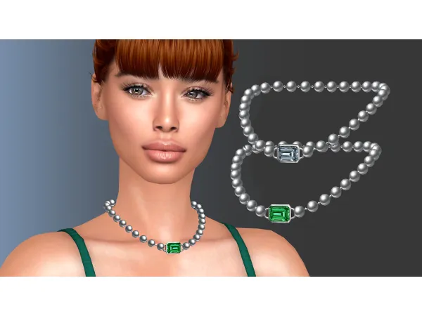 Alpha Emerald Cut With Pearl Necklace by modcollective - The Sims 4 Custom Content