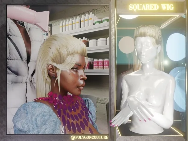 Alpha Squared Wig by polygoncouture - The Sims 4 Custom Content