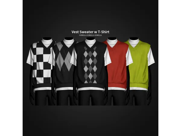 Alpha Vest Sweater w T Shirt by Gorilla Gorilla Gorilla - The Sims 4 custom content