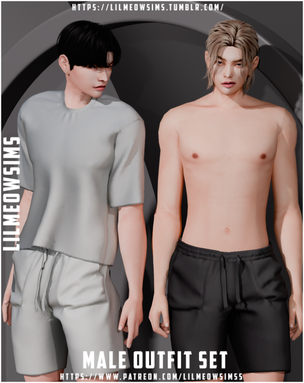 Mix Male Outfit Set Top by liilmeowsims - The Sims 4 Custom Content