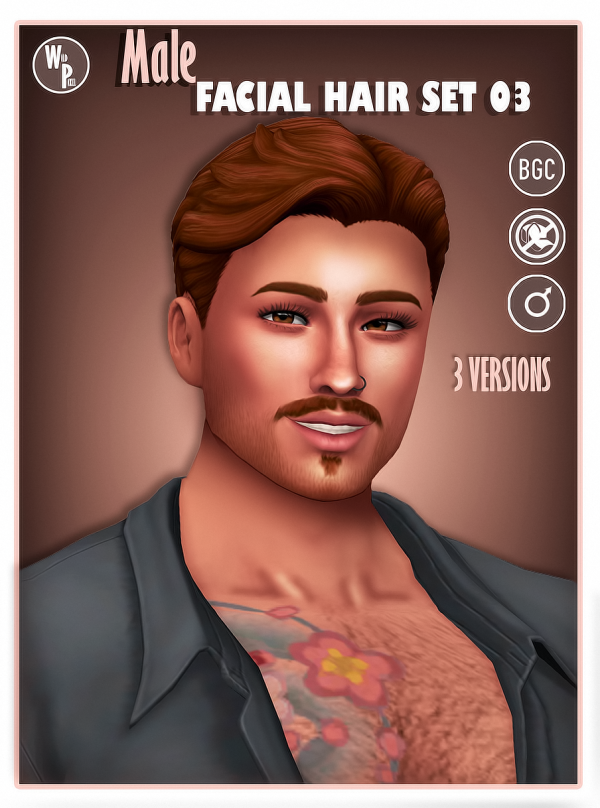 Maxis Match MALE FACIAL HAIR SET 03 pixel by simsfinds - The Sims 4 Custom Content
