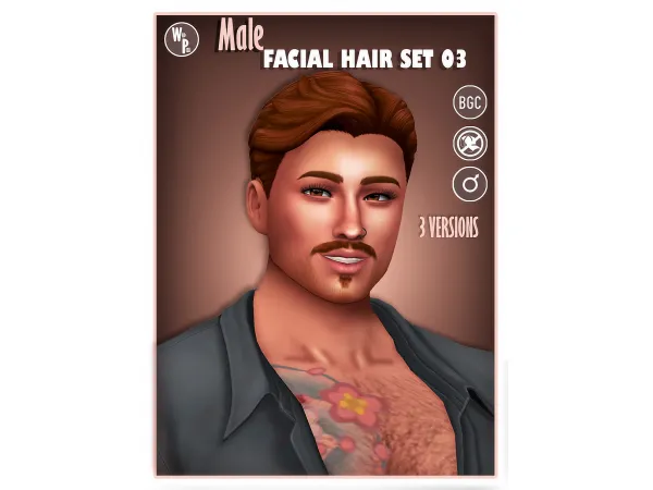 Maxis Match MALE FACIAL HAIR SET 03 pixel by wild - The Sims 4 Custom Content