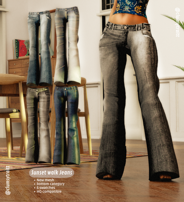 Alpha Sunset walk Jeans by simsfinds - The Sims 4 Custom Content