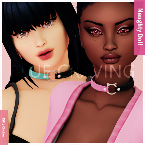 Mix Blue Craving Kitty Choker by bluecraving - The Sims 4 Custom Content