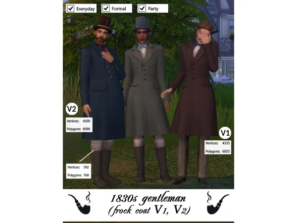 Maxis Match 1830s Gentleman Frock Coat by notsooldmadcatlady - The Sims 4 Custom Content