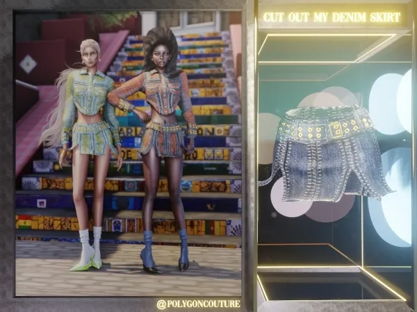 Alpha Cut out my denim skirt by polygoncouture - The Sims 4 Custom Content