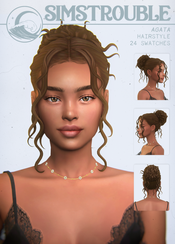 Maxis Match Agata Hairstyle (Bun Ponytail) by simsfinds - The Sims 4 Custom Content