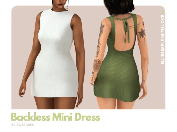 Mix elliesimple backless mini dress by elliesimple - The Sims 4 Custom Content