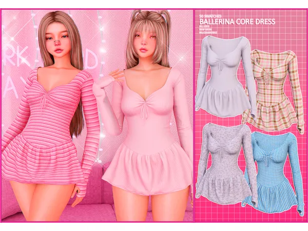 Alpha Ballerina core dress - The Sims 4 Custom Content