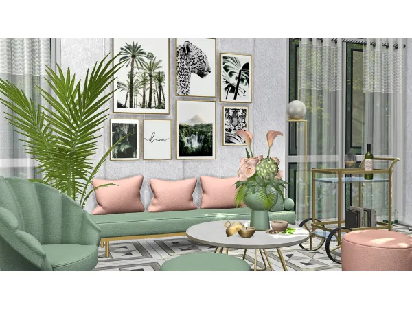 Alpha Apia Living Room by modcollective - The Sims 4 Custom Content