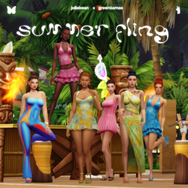 Maxis Match Summer Fling Joliebean x Greenllamas by simsfinds - The Sims 4 Custom Content