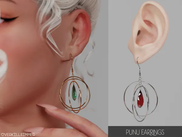 Mix Punu earrings by overkillsimmer - The Sims 4 Custom Content