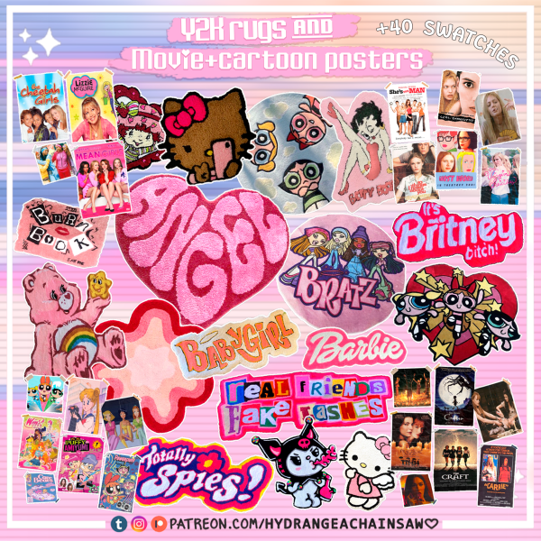 Alpha Y2K Posters and rugs by hydrangeachainsaw - The Sims 4 Custom Content