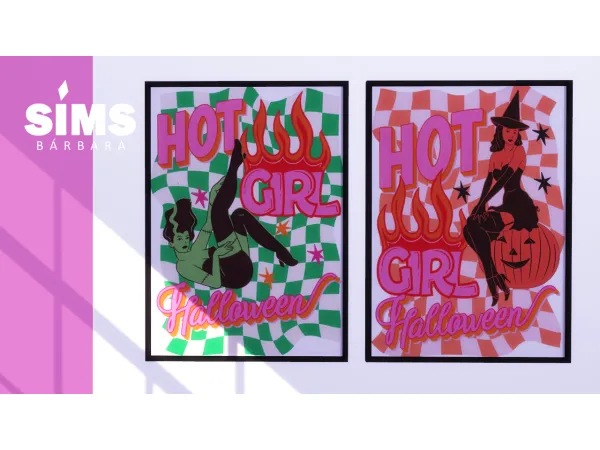 Mix Hot Girl Halloween Art Poster by Bárbara Sims - The Sims 4 Custom Content