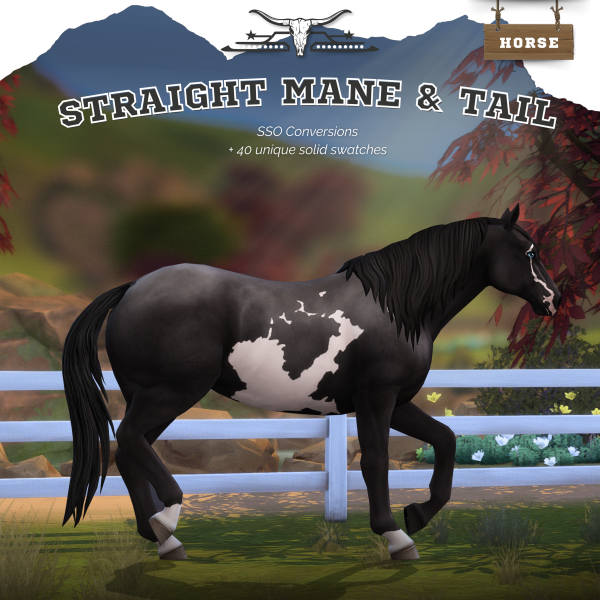 Maxis Match Straight Manes Frontmane Tail Solids by simsfinds - The Sims 4 Custom Content