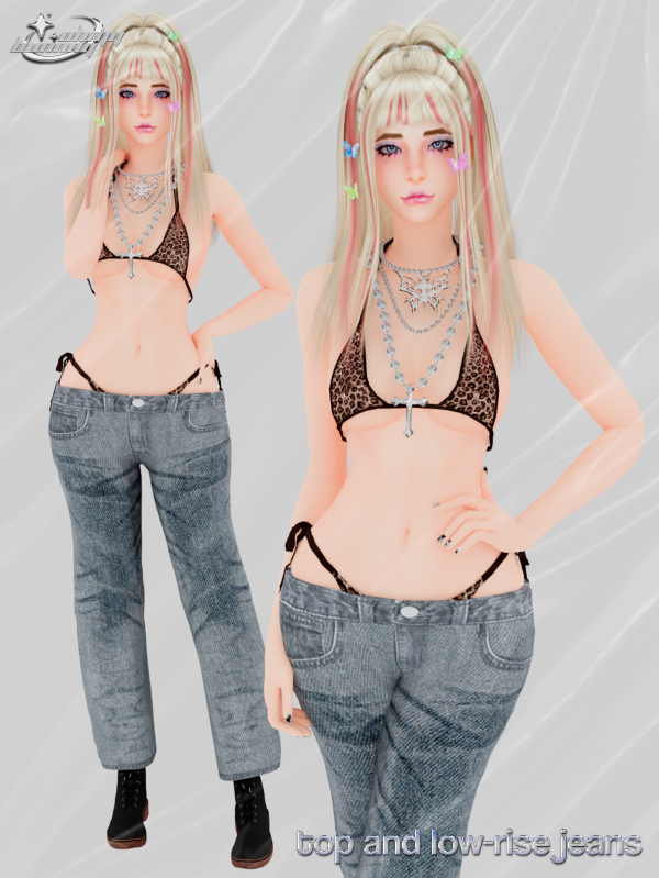 Alpha TOP AND LOW RISE JEANS by ohmybunnny2 - The Sims 4 Custom Content