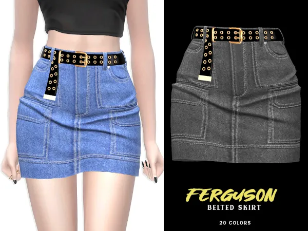 Alpha Ferguson Belted Skirt by grafity-cc - The Sims 4 Custom Content