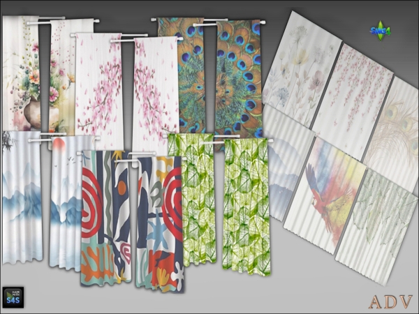 Mix curtains by artedellavita_mabra - The Sims 4 Custom Content