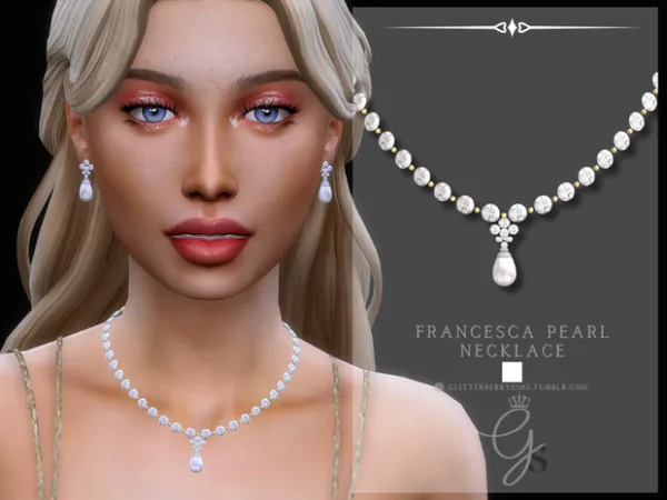 Alpha Francesca Pearl Necklace by simsfinds - The Sims 4 Custom Content