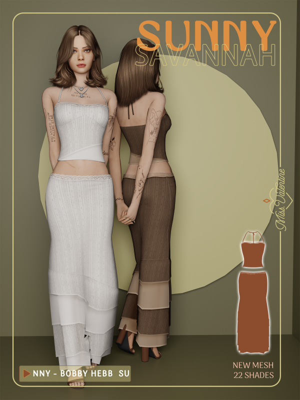 Maxis Match Savannah Dres Two piece by simsfinds - The Sims 4 Custom Content