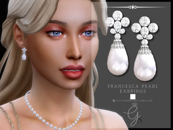 Alpha Francesca Pearl Earrings by simsfinds - The Sims 4 Custom Content