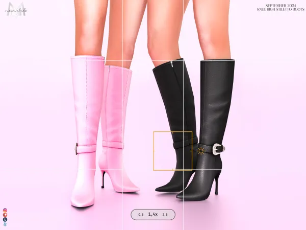 Alpha Knee High Stiletto Boots by MERMALADE - The Sims 4 Custom Content
