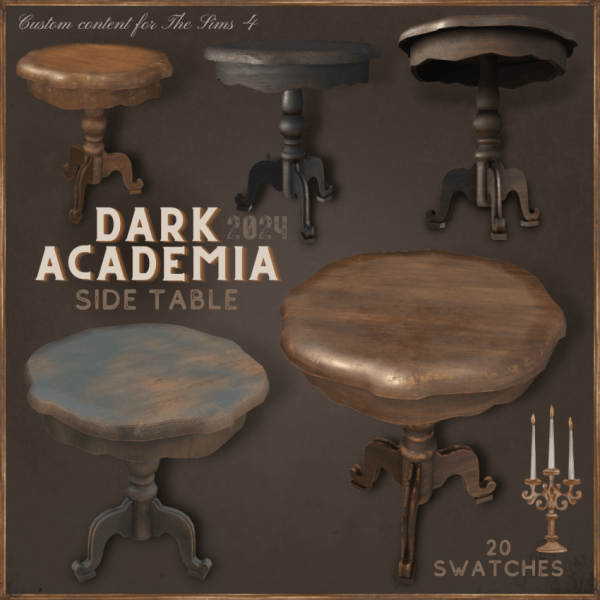 Alpha Dark Academia 2024 Side table by simsfinds - The Sims 4 Custom Content