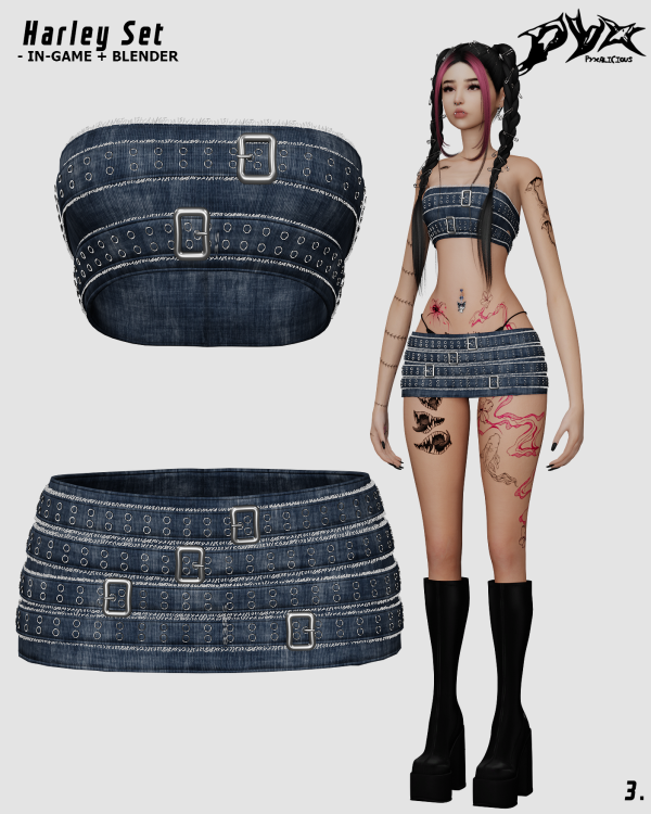 Alpha 2h4y collection Harley Set by pyx - The Sims 4 Custom Content