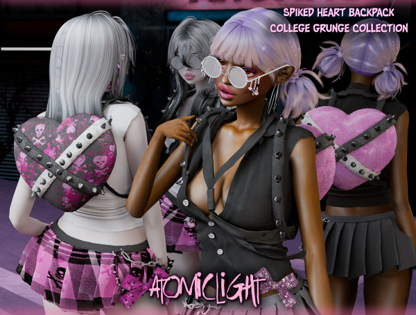 Alpha Spike Heart Backpack College Grunge by Atomiclight - The Sims 4 Custom Content