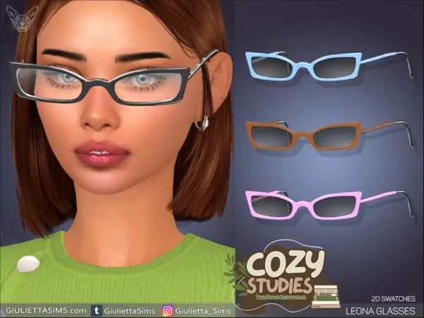 Mix Cozy Studies Leona Glasses by simsfinds - The Sims 4 Custom Content