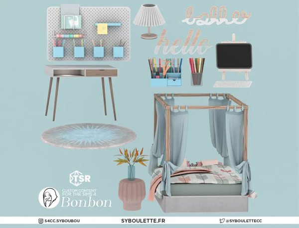 Maxis Match BONBON BEDROOM SIMS 4 by simsfinds - The Sims 4 Custom Content