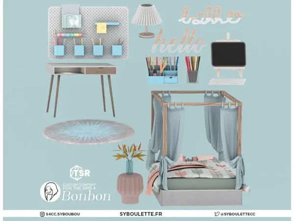 BONBON BEDROOM CC SIMS 4 by Syboubou
