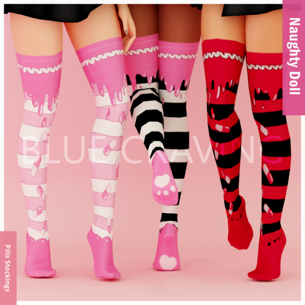 Mix Blue Craving Pills Stockings by bluecraving - The Sims 4 Custom Content