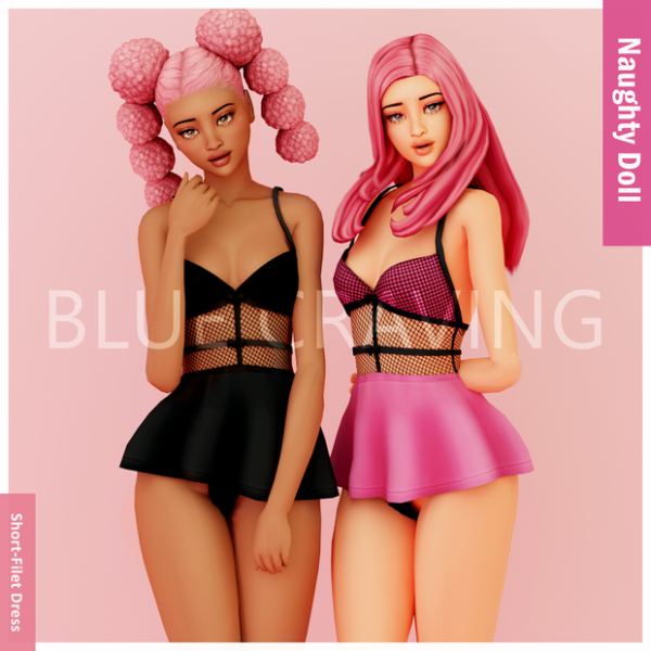 Mix Blue Craving Short Filet Dress by bluecraving - The Sims 4 Custom Content