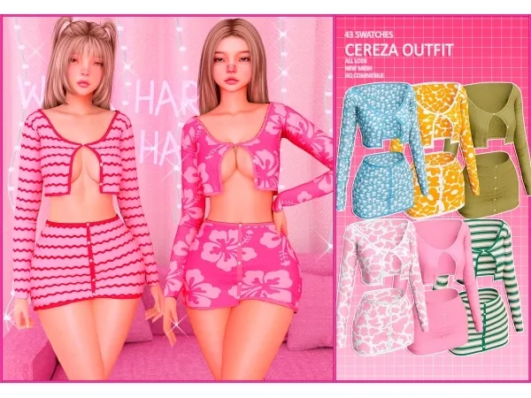 Alpha Cereza mini outfit by unknown66irl - The Sims 4 Custom Content